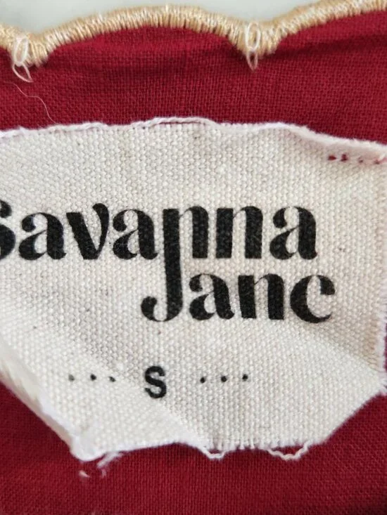 Savanna Jane Red Embroidered Boho Top Small Floral Peasant Blouse - Picture 6 of 6